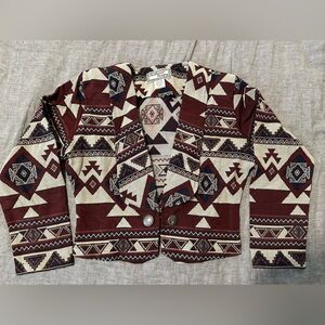 Tribal Print Jacket in Burgundy and Cream